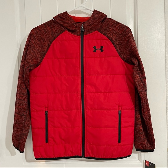 Under Armour Other - NWT Youth Under Armour Red Hooded Puffer Jacket